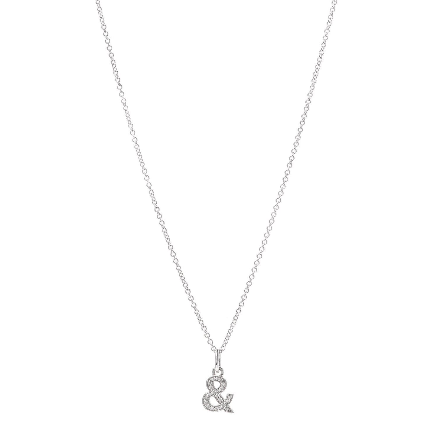 18K White Gold Diamond Medium Ampersand Pendant Necklace