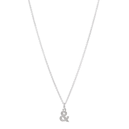 Tiffany 18K White Gold Diamond Medium Ampersand Pendant Necklace 1 of 5