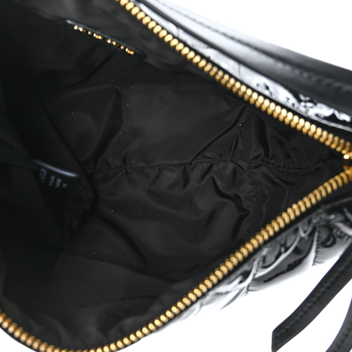 Iridescent Fabric Quilted Mini Spirit Ciré Bag Black