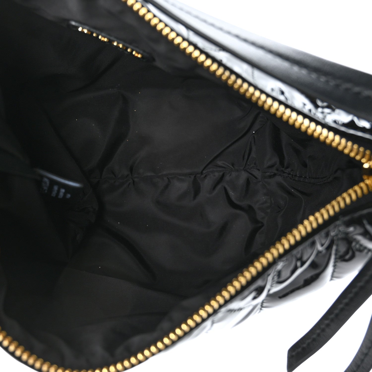 Miu Miu Iridescent Fabric Quilted Mini Spirit Ciré Bag Black 5 of 9