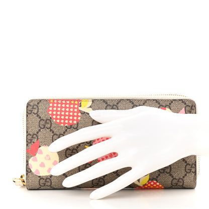 Gucci GG Supreme Monogram Les Pommes Zip Around Wallet Beige Multicolor Mystic White 2 of 13