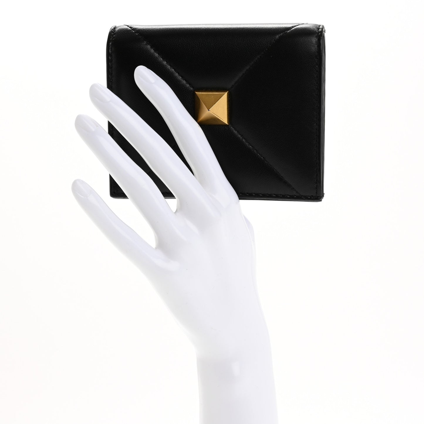 Nappa Roman Stud Small Flap Wallet Black