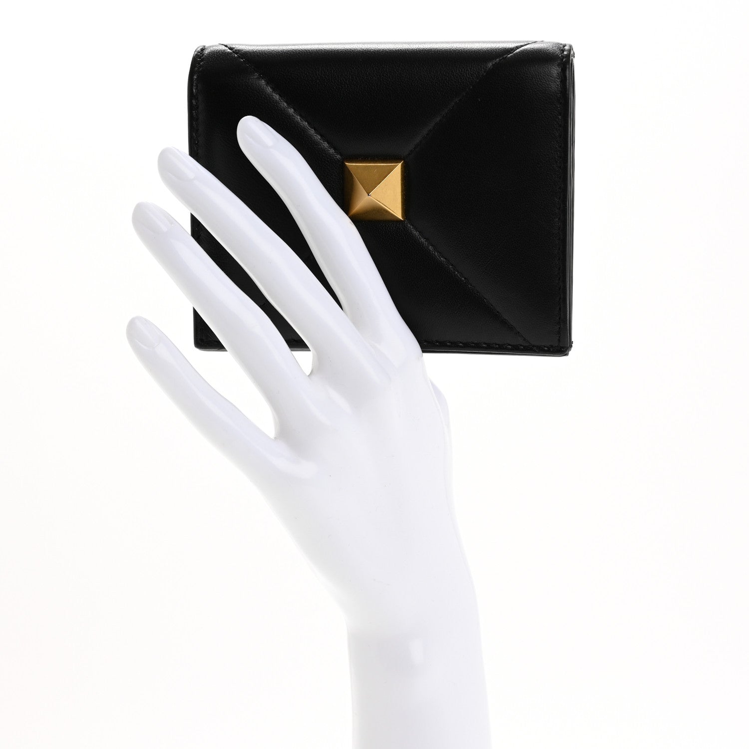 Valentino Garavani Nappa Roman Stud Small Flap Wallet Black 2 of 10