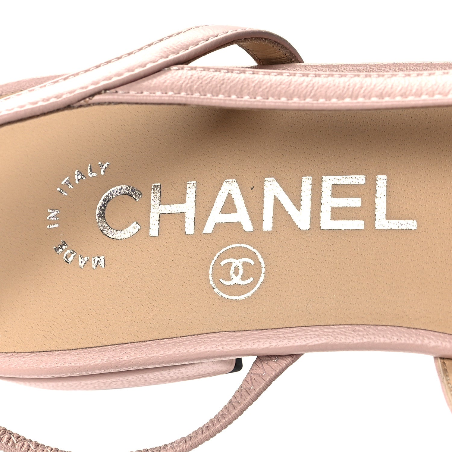 Chanel Lambskin Grosgrain Cap Toe CC Slingback Sandals 36 Light Pink Black 8 of 8