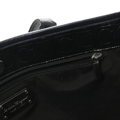 Salvatore Ferragamo Patent Gancini Embossed Tote Black 11 of 11