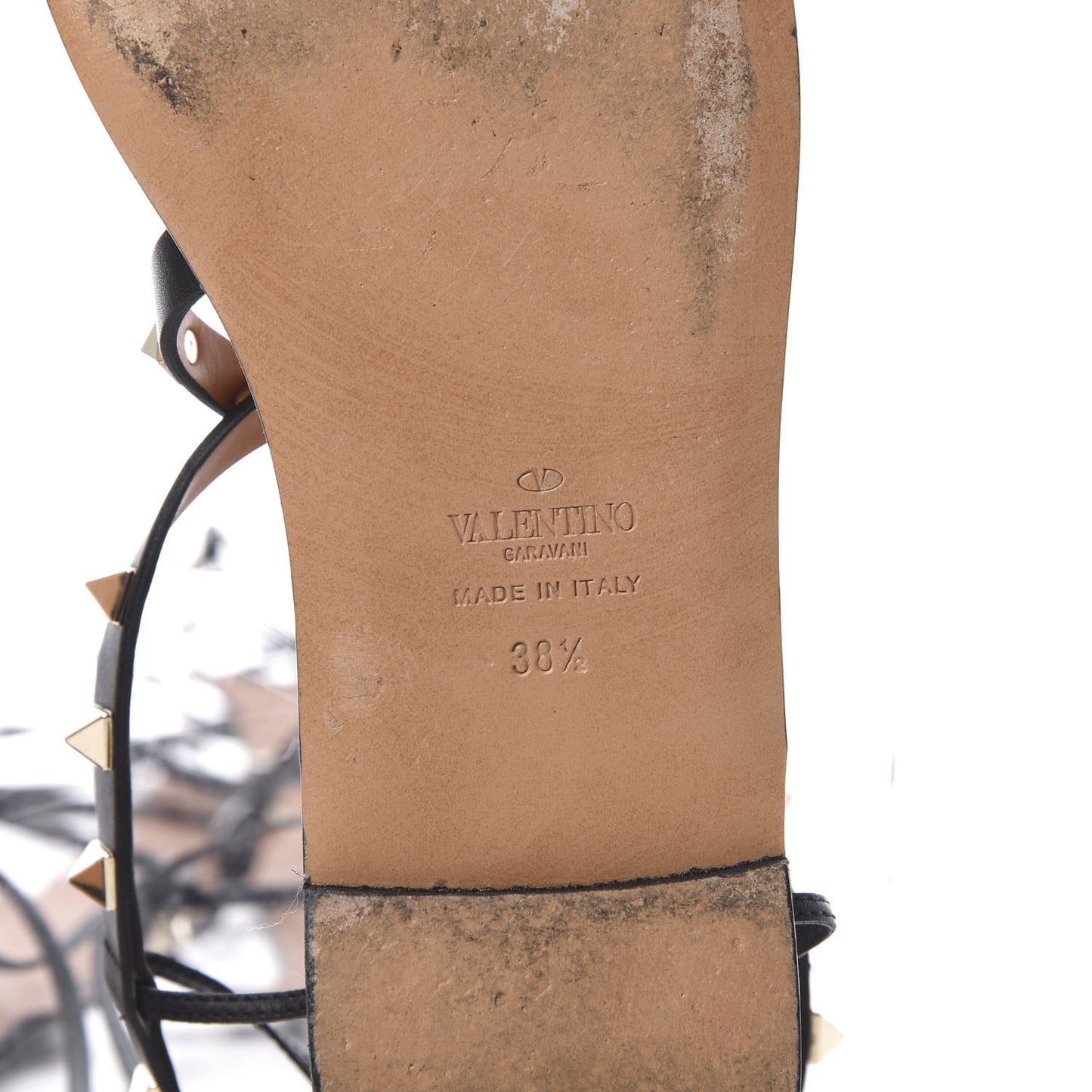 Calfskin Rockstud Knee-High Gladiator Sandals 38.5 Black