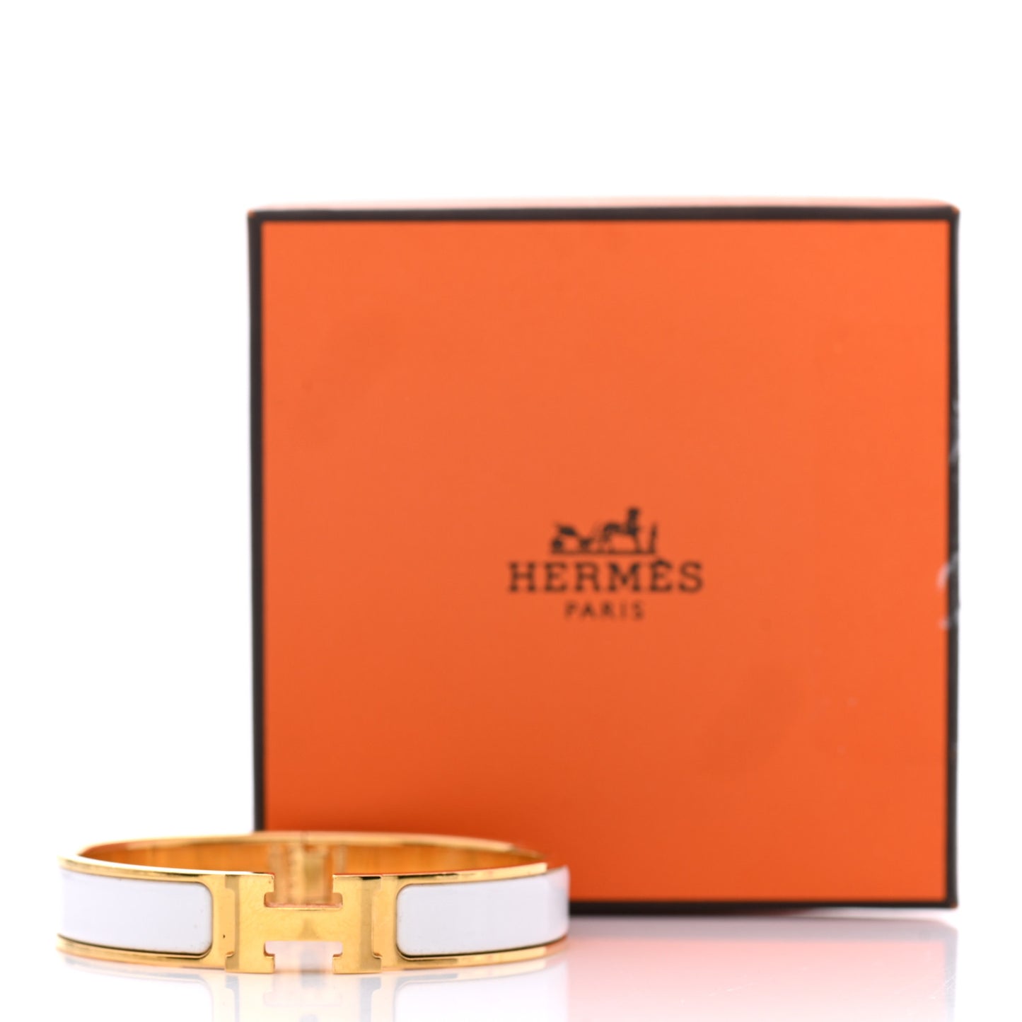 Enamel Narrow Clic Clac H Bracelet PM White