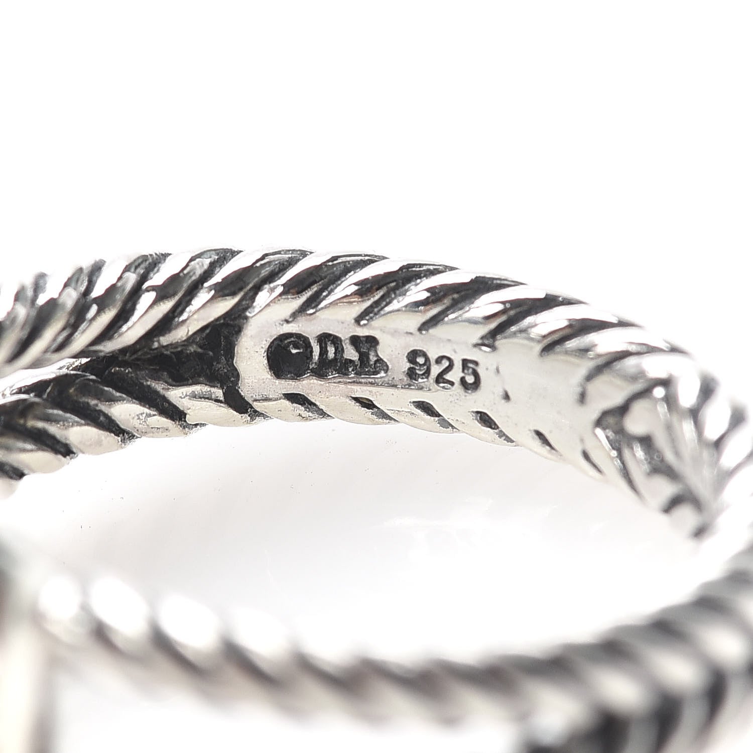 David Yurman Sterling Silver Diamond Black Orchid 7mm Petite Albion Ring 54 7 5 of 5