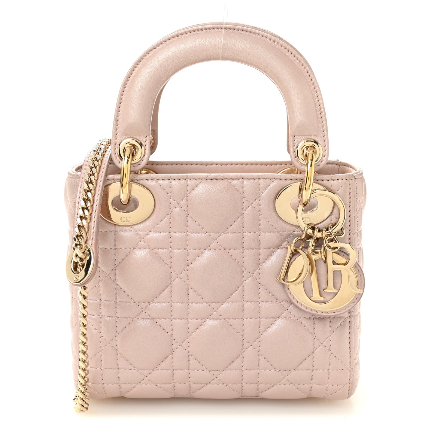Metallic Lambskin Cannage Mini Lady Dior Lotus