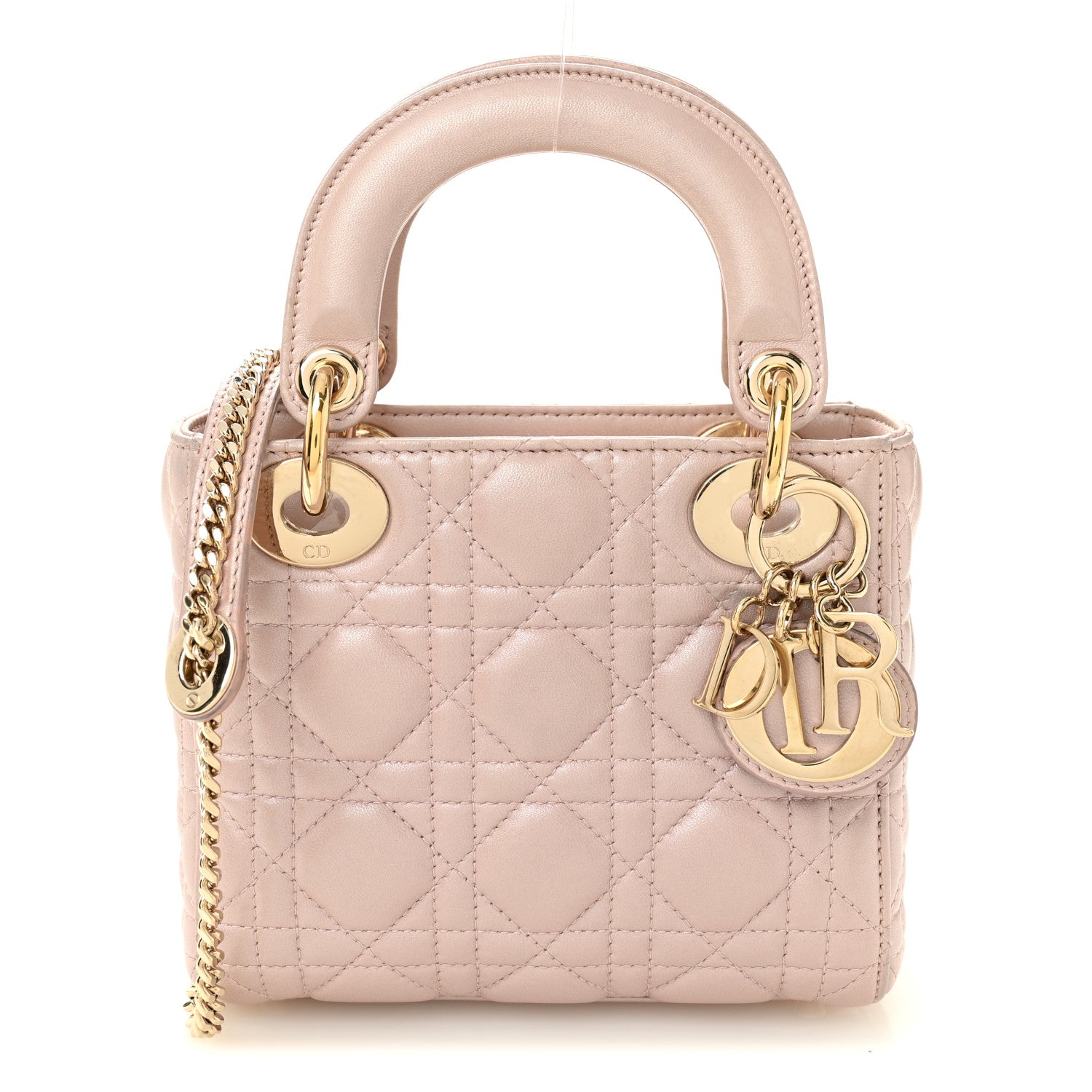 Christian Dior Metallic Lambskin Cannage Mini Lady Dior Lotus 1 of 10