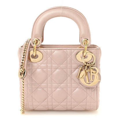 Christian Dior Metallic Lambskin Cannage Mini Lady Dior Lotus 1 of 10