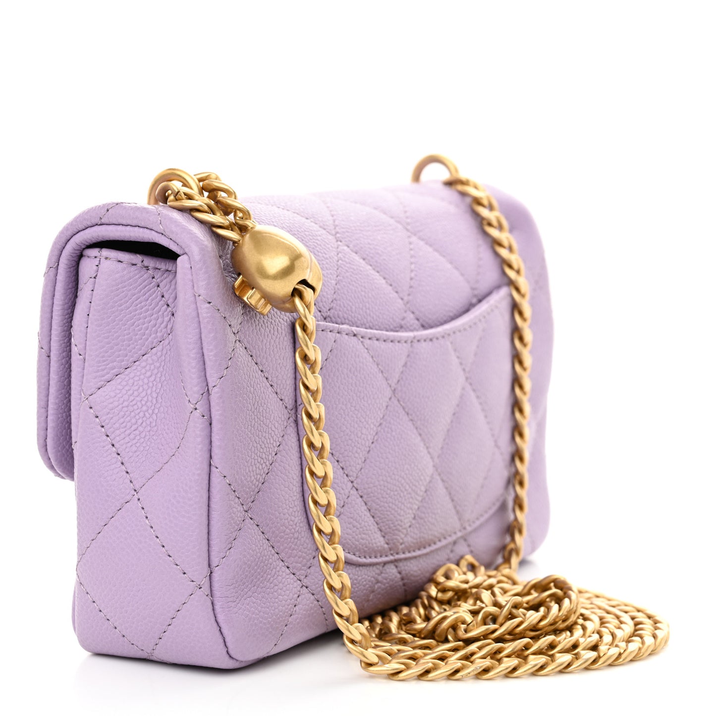 Caviar Quilted Mini Rectangular Sweetheart Flap Light Purple