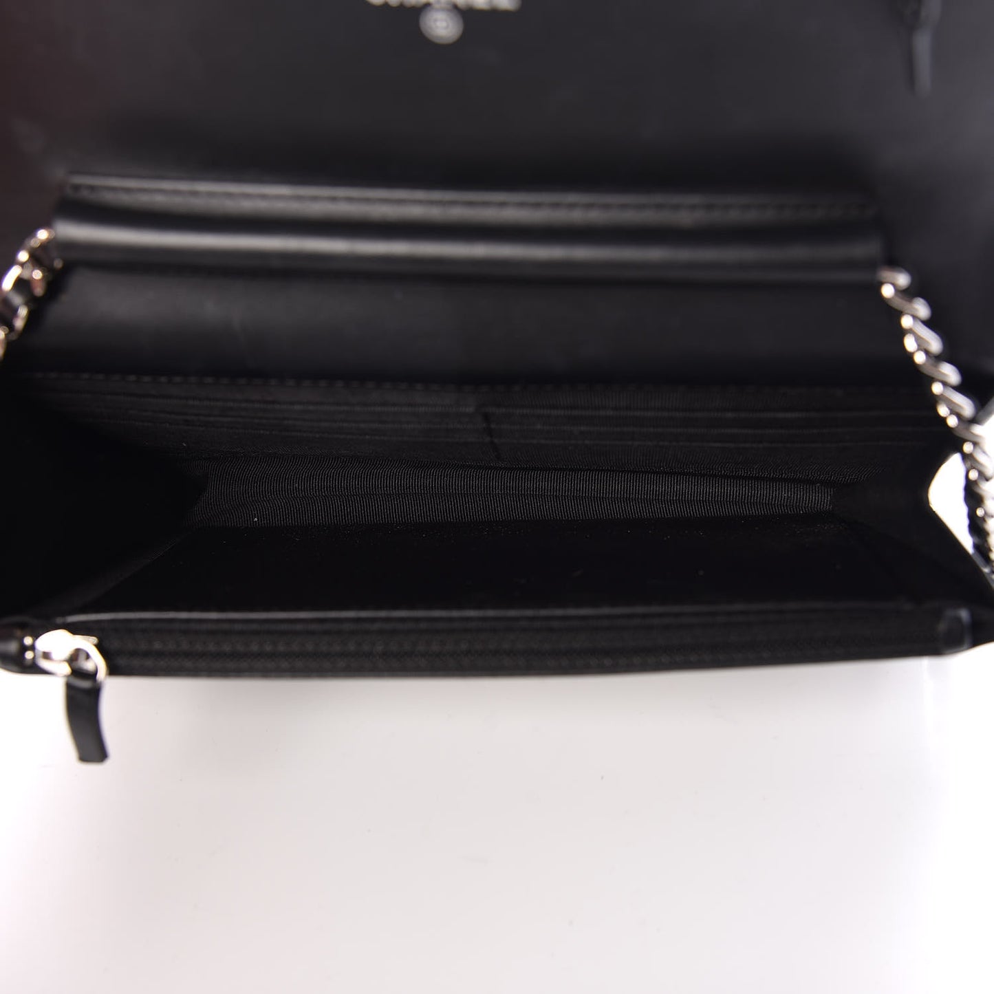 Patent Quilted Wallet On Chain WOC Black
