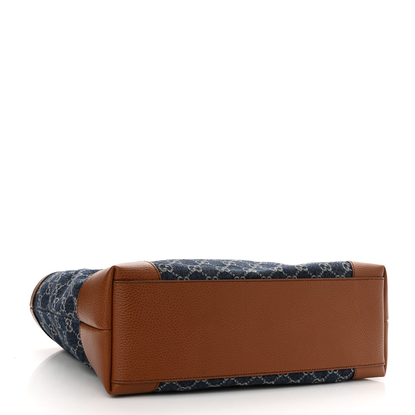New Denim GG Monogram Medium Ophidia Shopping Tote Blue Tea Cuir