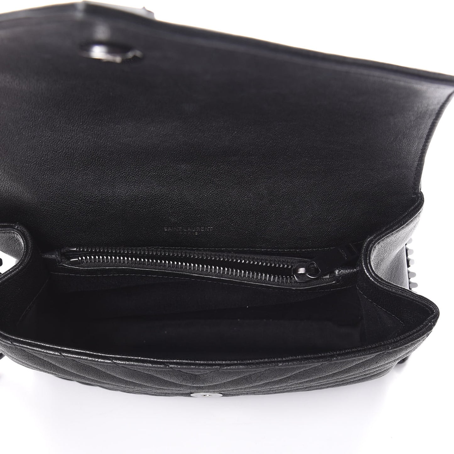 Sheepskin Matelasse Chevron Monogram Monochrome Medium College Bag Black