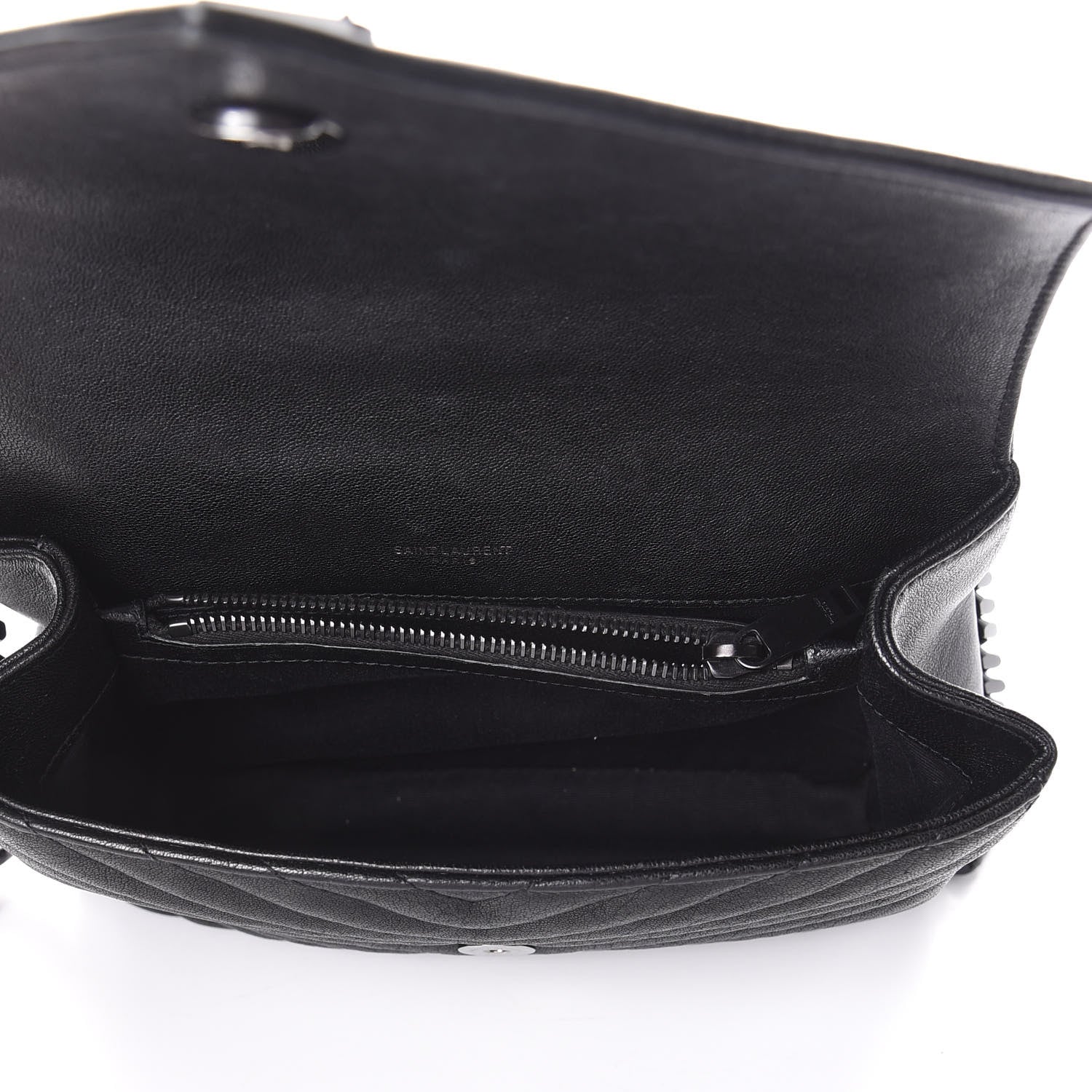 Saint Laurent Sheepskin Matelasse Chevron Monogram Monochrome Medium College Bag Black 5 of 9