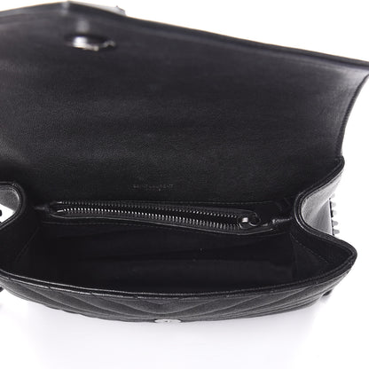 Saint Laurent Sheepskin Matelasse Chevron Monogram Monochrome Medium College Bag Black 5 of 9