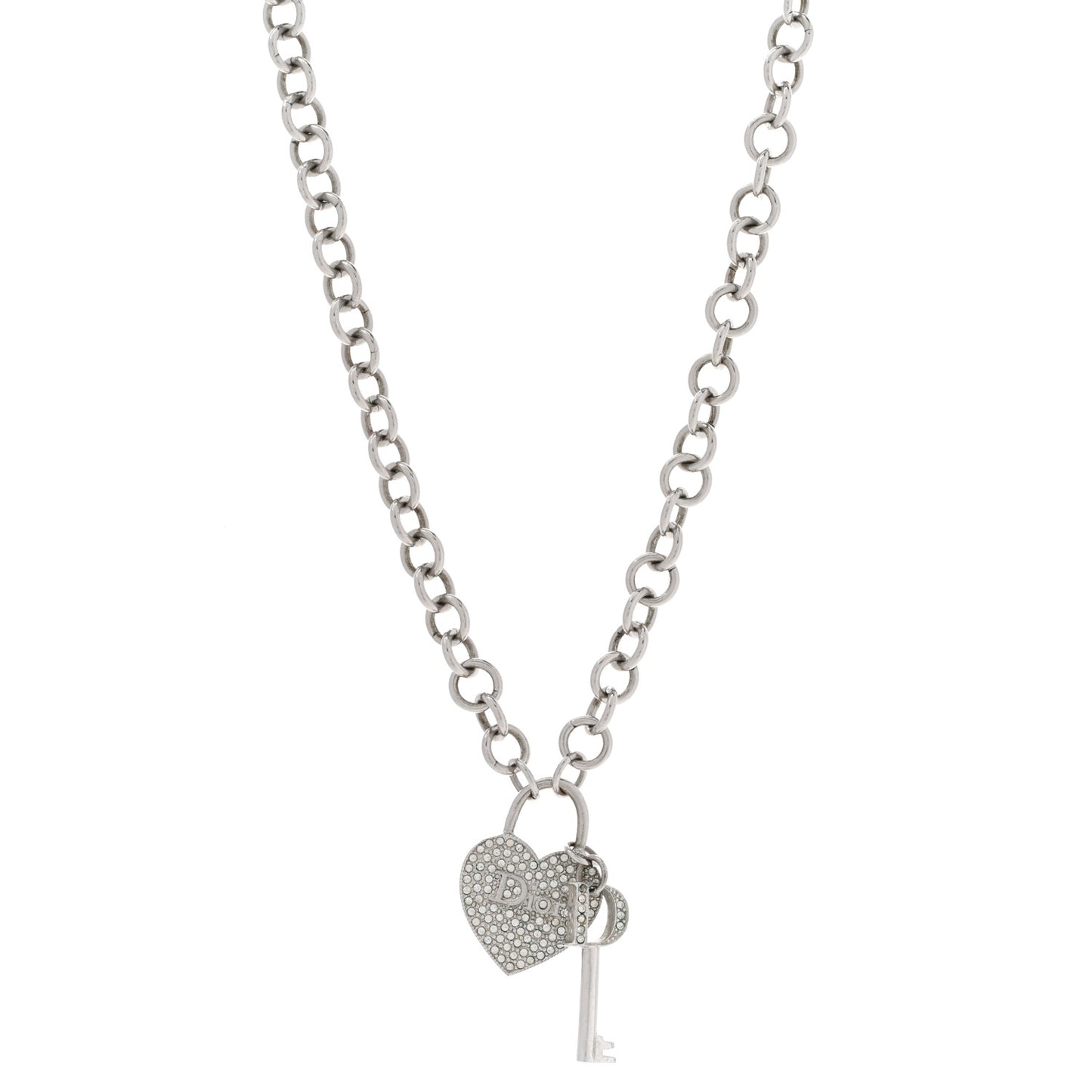 Crystal Heart and Key Necklace