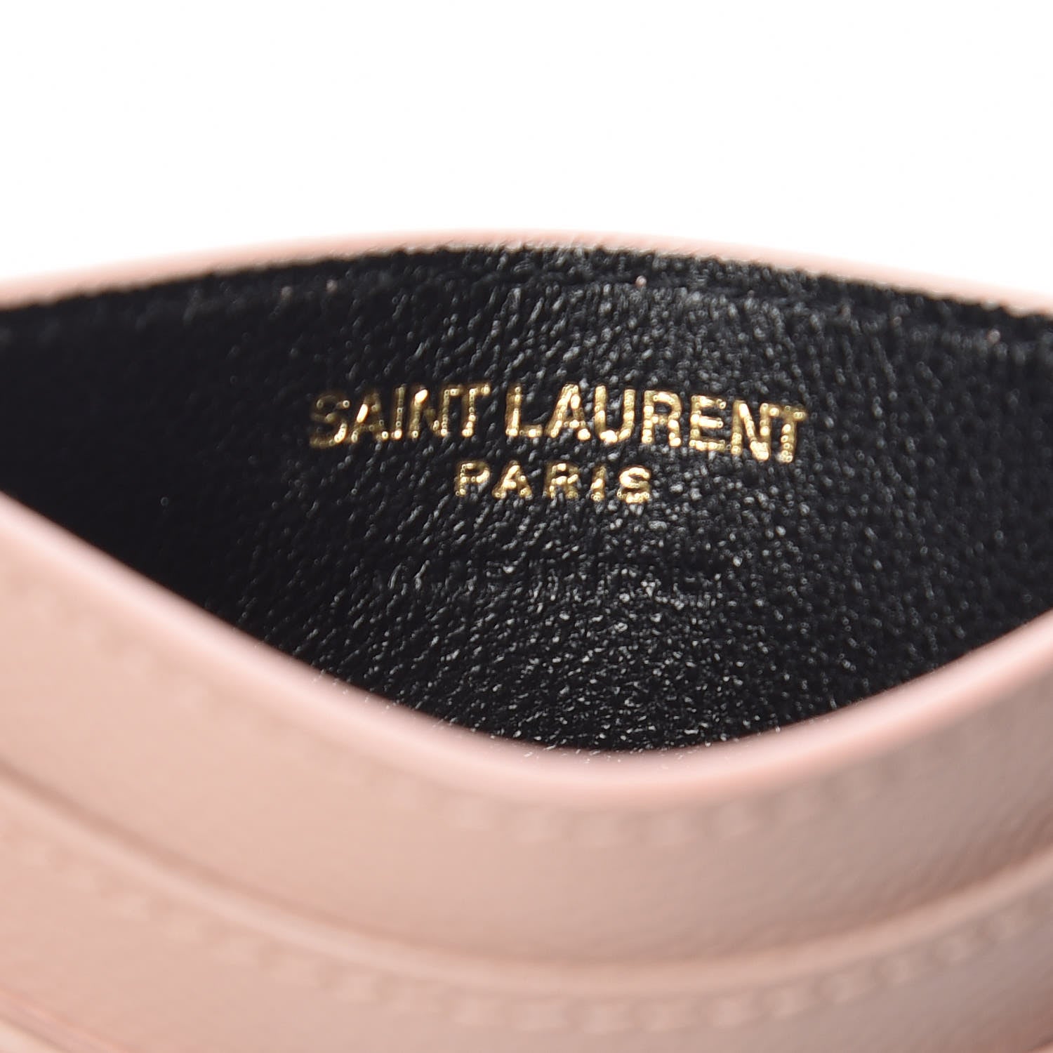 Saint Laurent Grain De Poudre Matelasse Chevron Monogram Credit Card Case Pale Pink 6 of 8