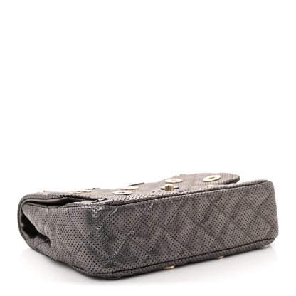 Chanel Perforated Metallic Lambskin Small CC Medals Flap Dark Silver 4 of 12