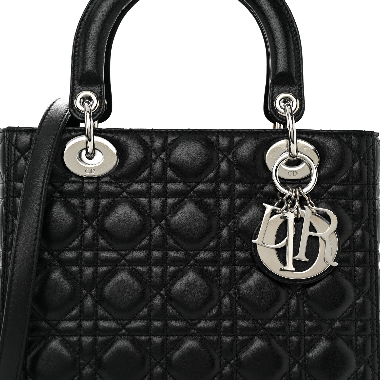 Christian Dior Lambskin Cannage Medium Lady Dior Black 8 of 12