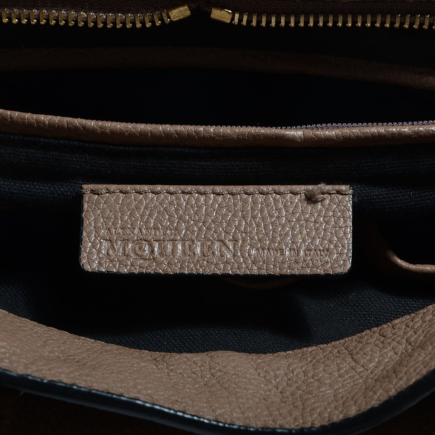 Pebbled Calfskin Small Skull Padlock Zip Around Tote Taupe