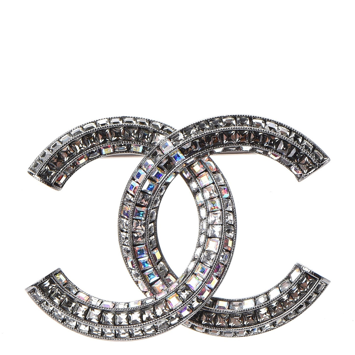 Ruthenium Crystal Baguette CC Brooch Multicolor