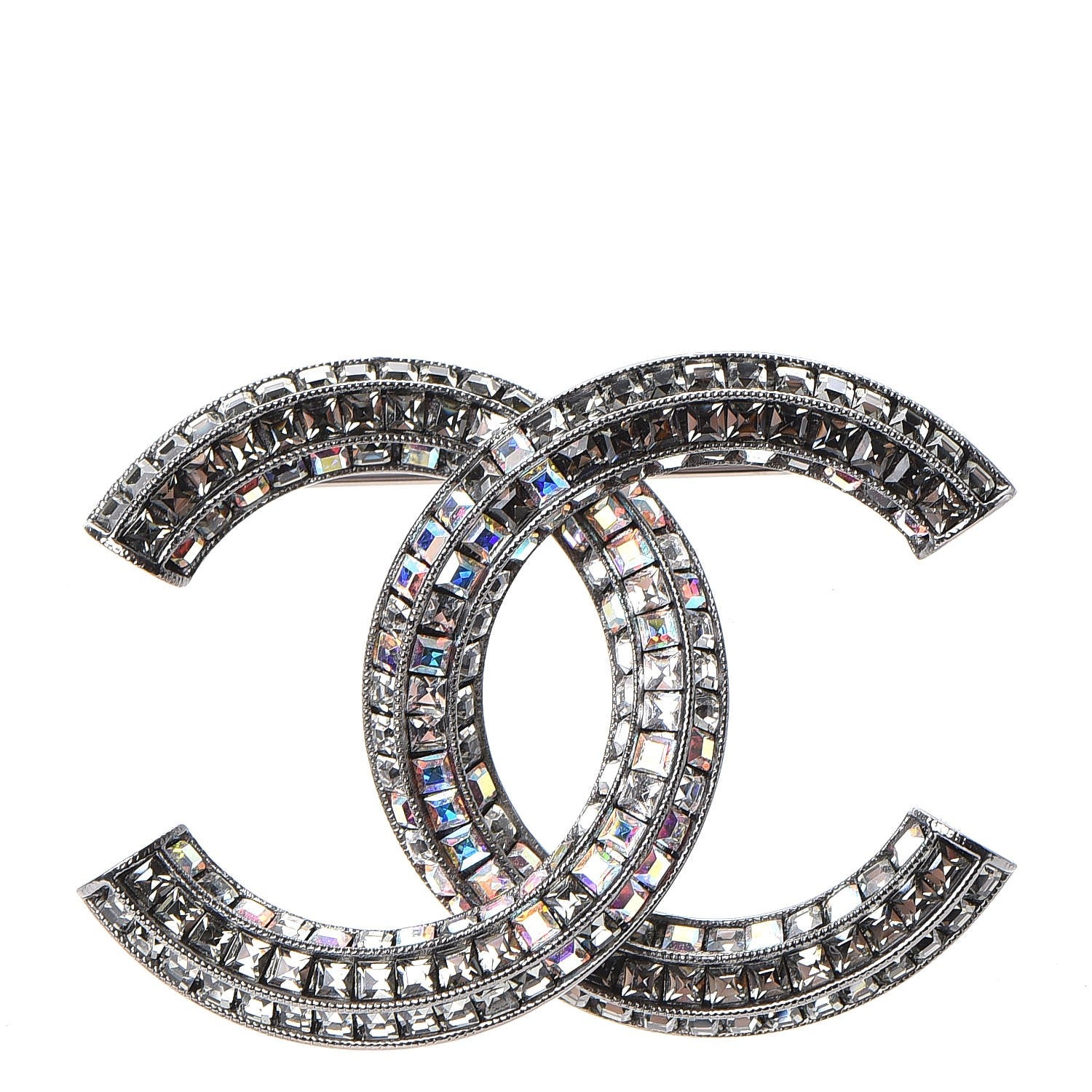 Chanel Ruthenium Crystal Baguette CC Brooch Multicolor 1 of 5