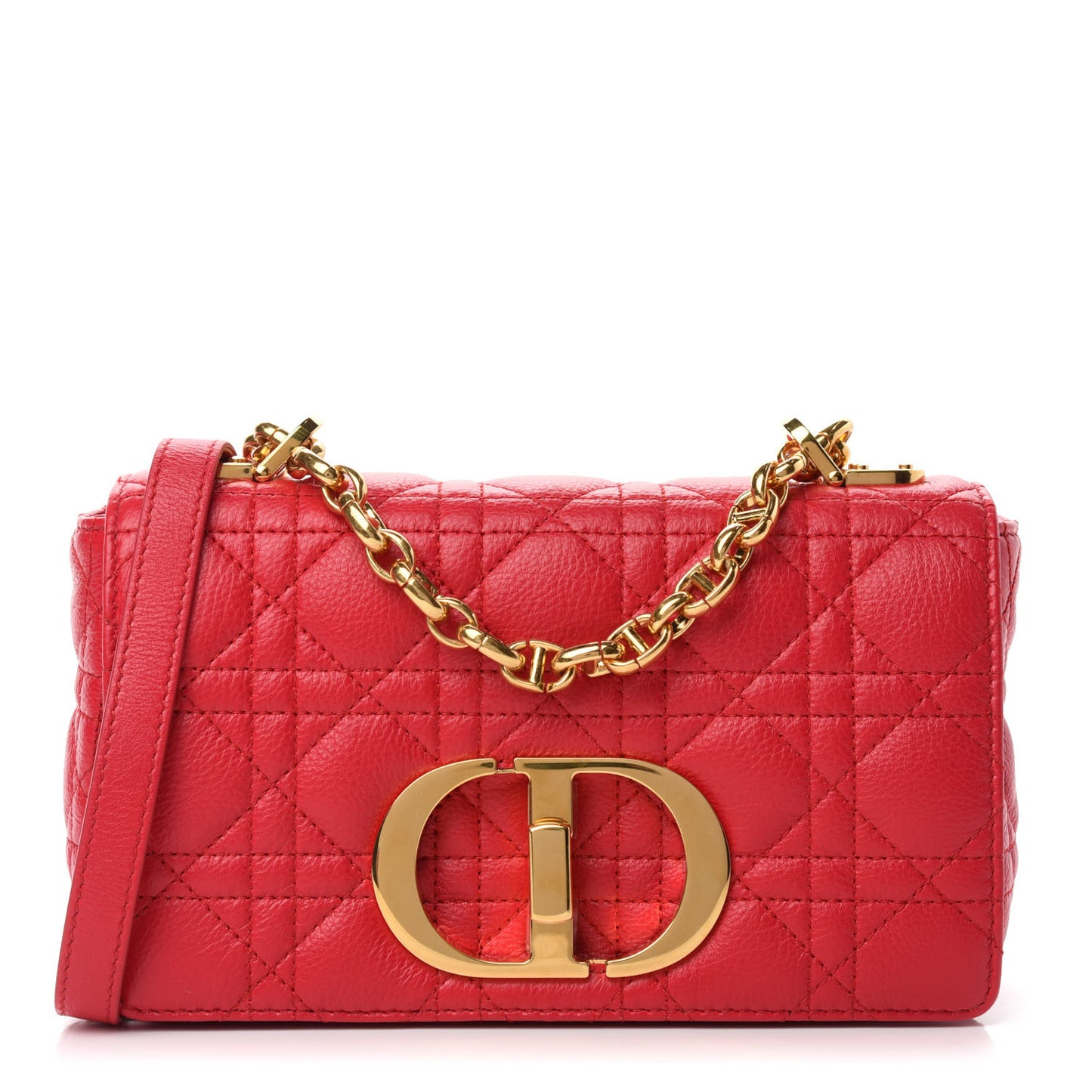 Calfskin Cannage Small Caro Bag Raspberry