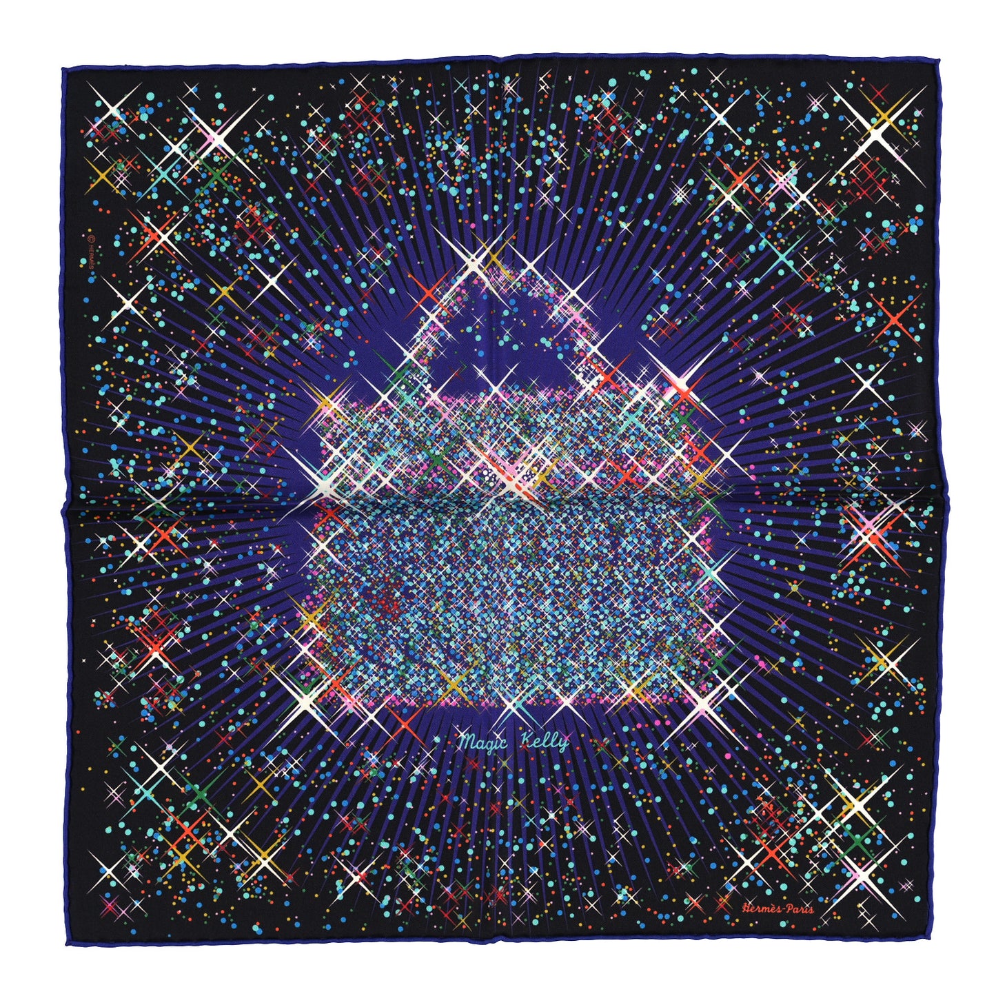 Silk Magic Kelly Scarf 45 Marine Violet Turquoise