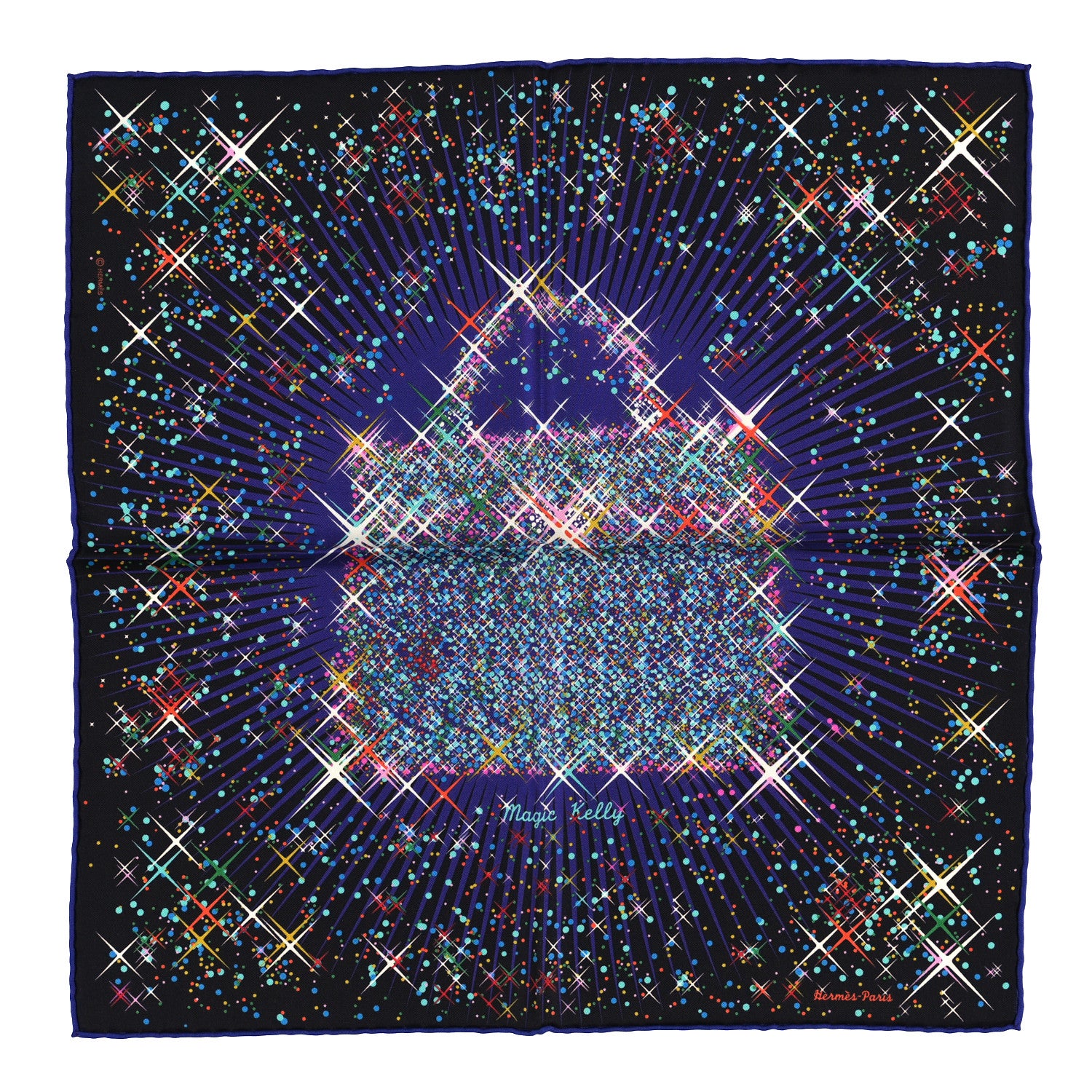 Hermes Silk Magic Kelly Scarf 45 Marine Violet Turquoise 1 of 3