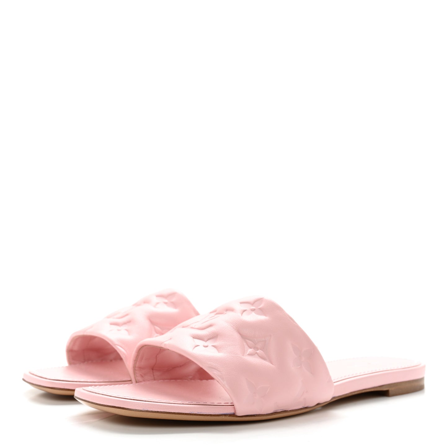 Lambskin Embossed Monogram Revival Flat Mules 39 Light Pink