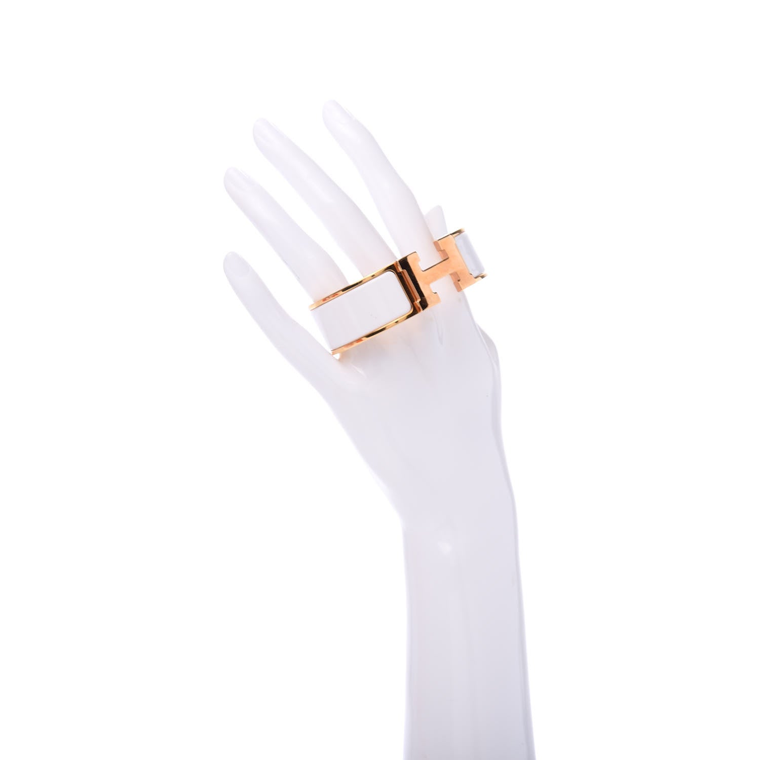 Hermes Enamel Wide Clic Clac H Bracelet GM White 2 of 5