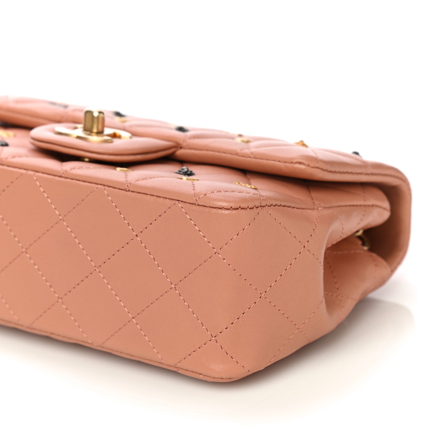 Chanel Lambskin Quilted Studded Mini Rectangular Flap Beige 9 of 10
