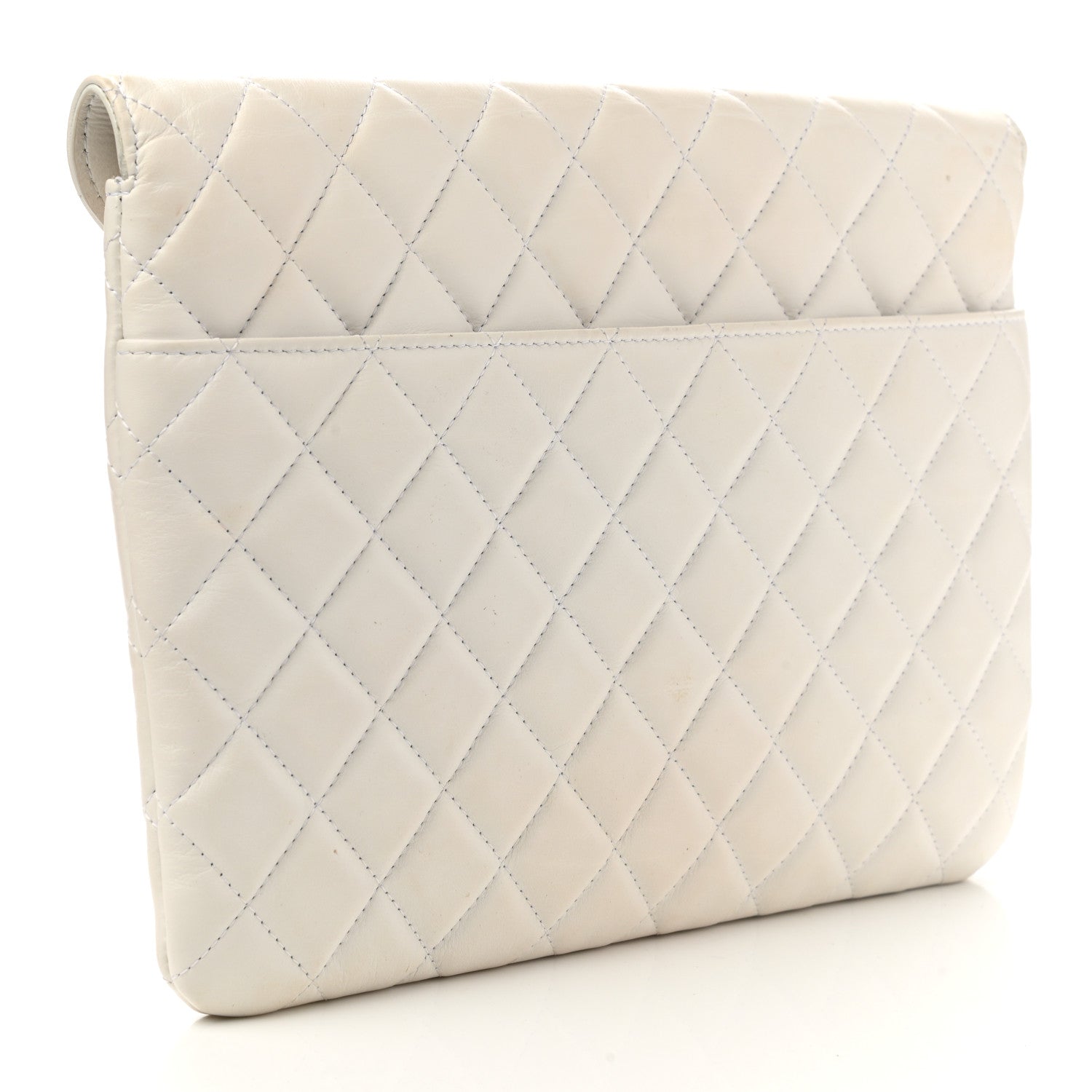 Chanel Calfskin Quilted Logo Flap Case White 3 of 12
