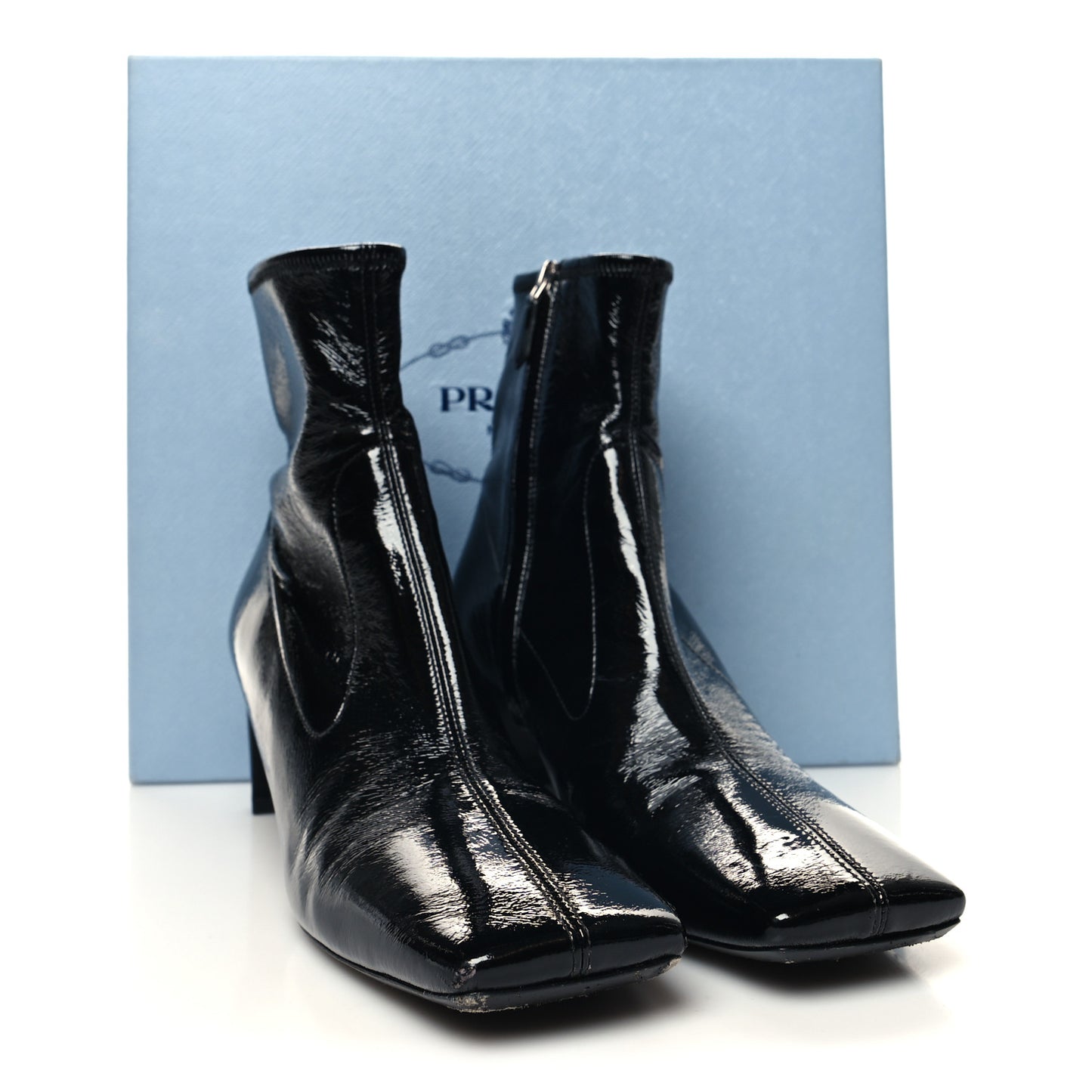 Patent Naplak Tech Square Toe 55mm Ankle Boots 40.5 Black