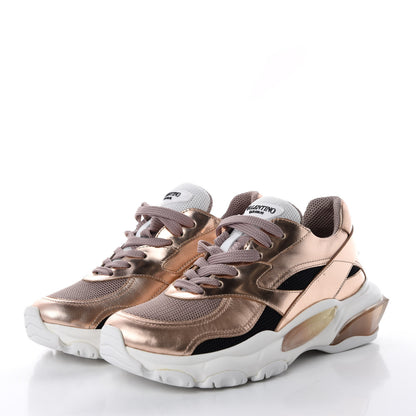 Valentino Garavani Metallic Nappa Patent Bounce Sneakers 36.5 Rose Gold 3 of 8