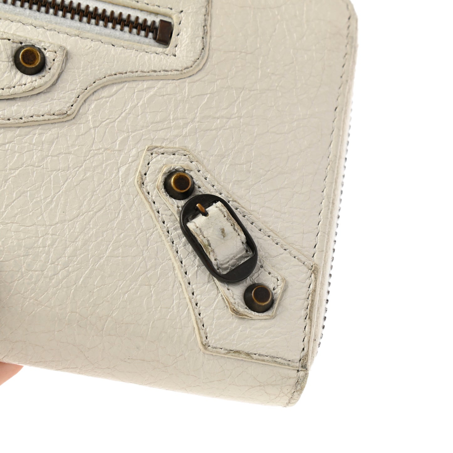 Agneau Classic Hardware Continental Zip Around Wallet White