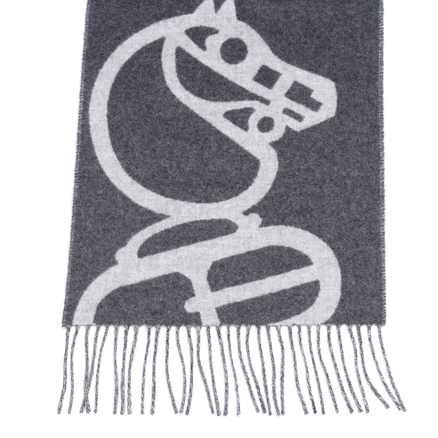 Hermes Cashmere Boucles et Camails Muffler Anthracite Gris Clair 2 of 4