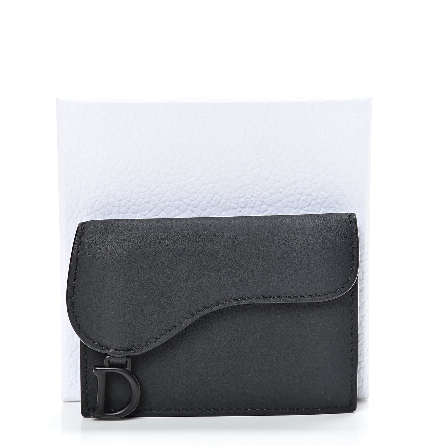 Ultra Matte Calfskin Saddle Card Holder Black