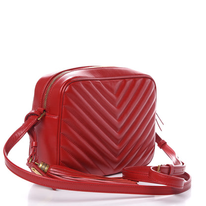 Saint Laurent Calfskin Matelasse Monogram Lou Camera Bag Red 3 of 9