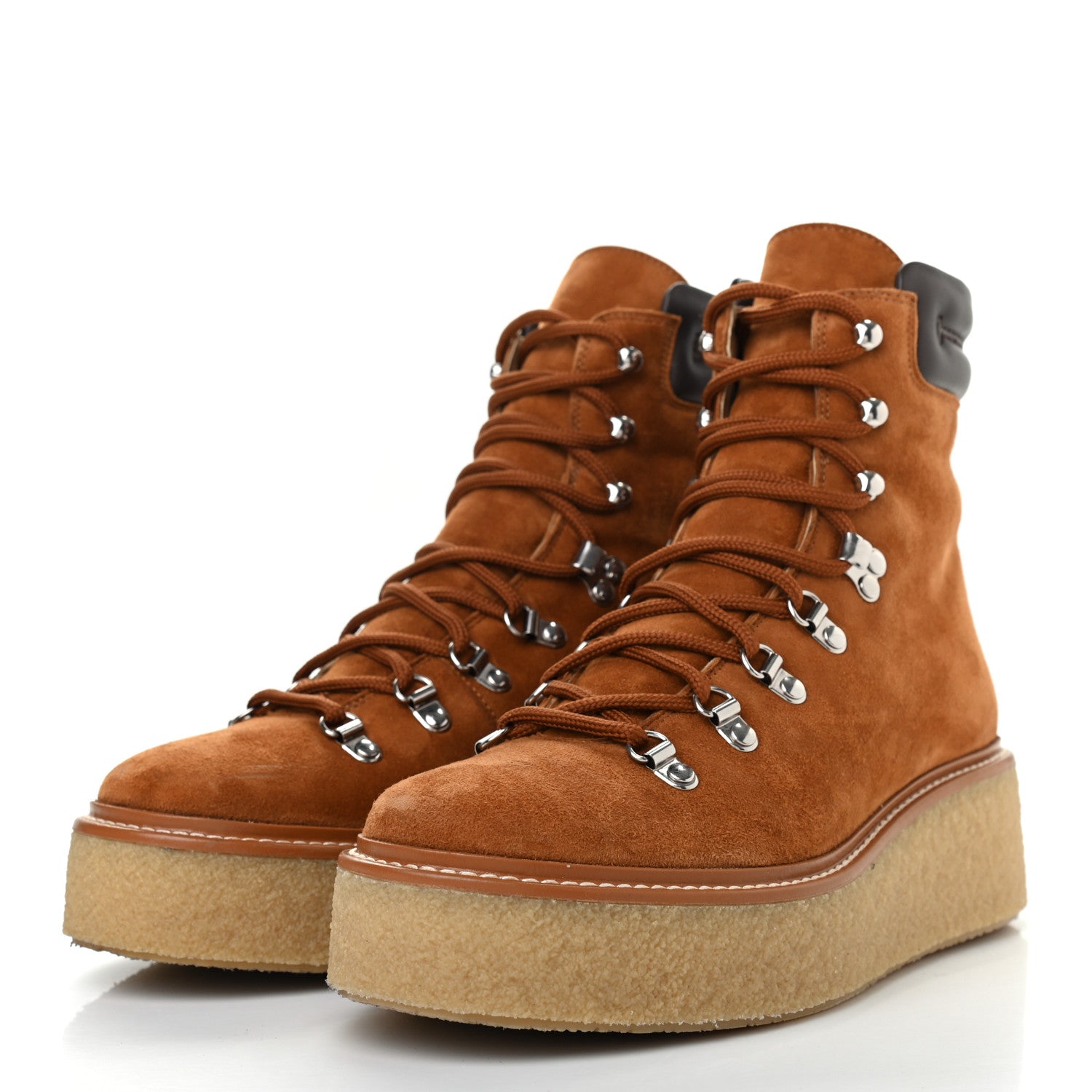 Hermes Suede Shearling Womens Discovery Ankle Boots 39.5 Camel Ecru 3 of 10