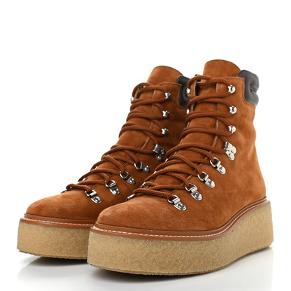 Hermes Suede Shearling Womens Discovery Ankle Boots 39.5 Camel Ecru 3 of 10