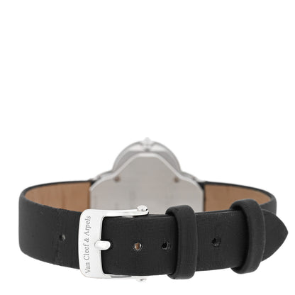 Van Cleef & Arpels 18K White Gold Satin Diamond Bezel Mother of Pearl 30mm Alhambra Quartz Watch 3 of 4