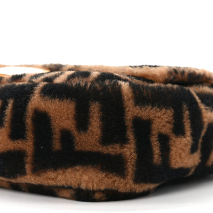 Fendi Shearling Vitello Dolce Macro FF 1974 Baguette Tobacco Black 10 of 11