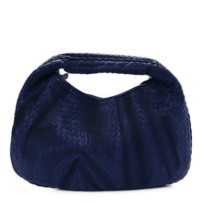 Bottega Veneta Embroidered Nappa Intrecciato Large Veneta Hobo Atlantic 1 of 11
