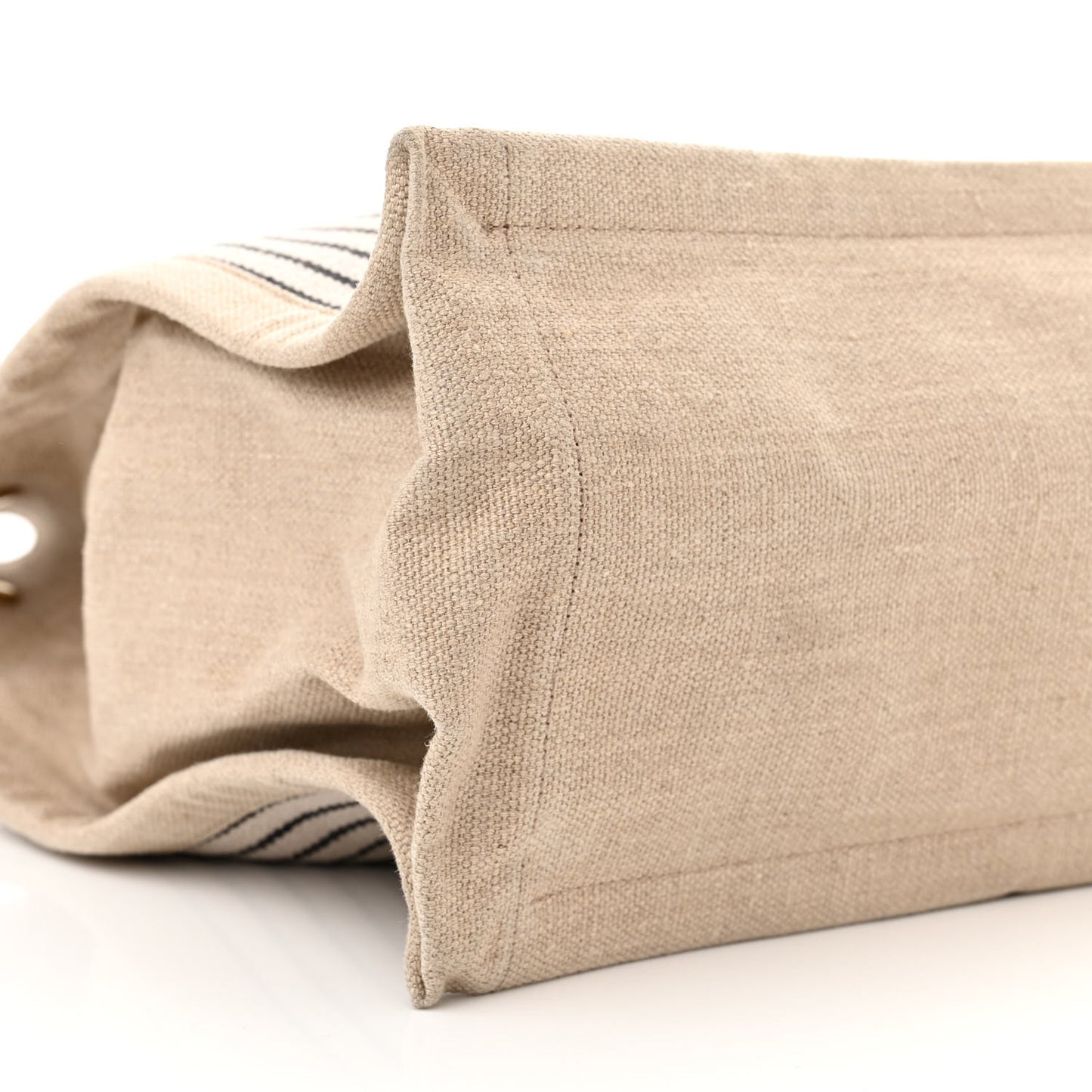 Embroidered Cotton Linen Rive Gauche Noe Tote Natural Black