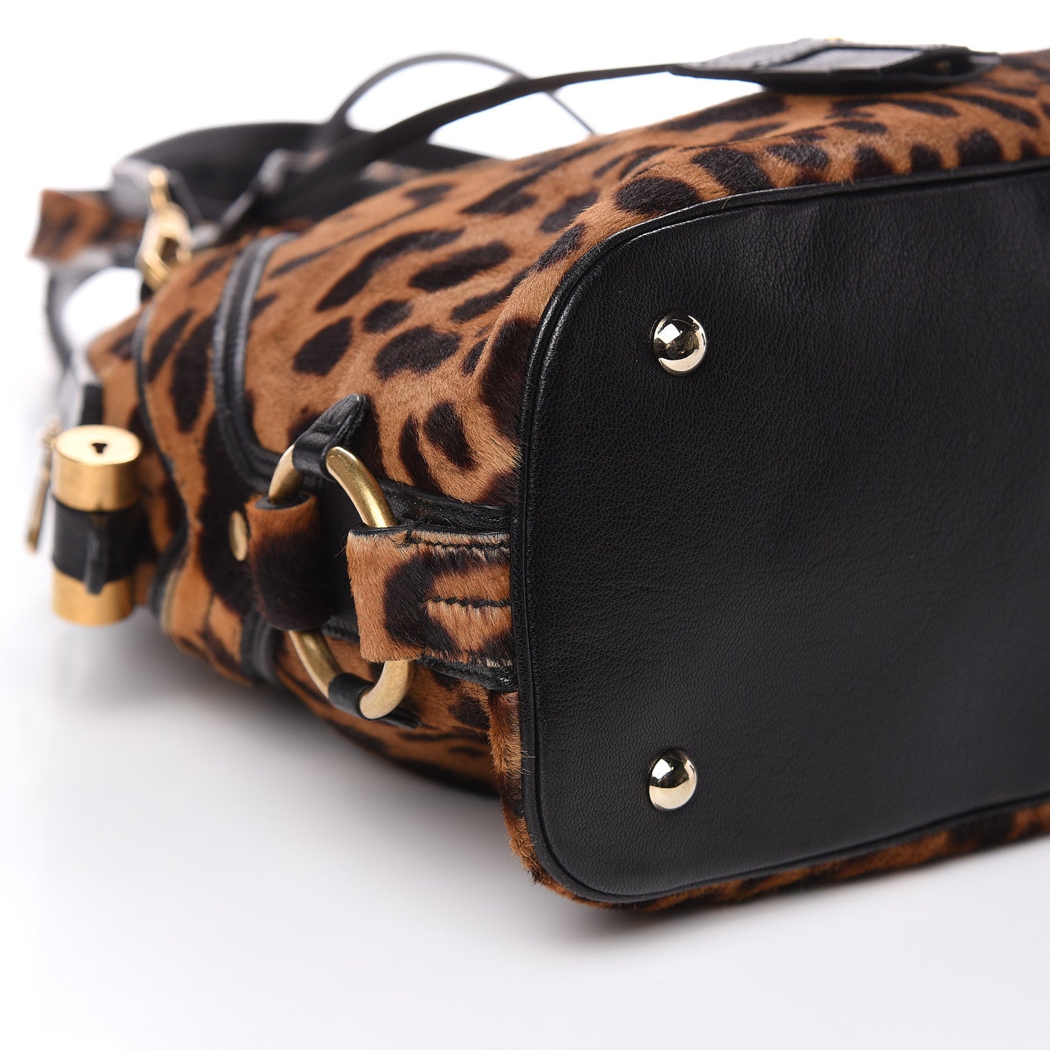 Saint Laurent Calf Hair Leopard Print Large Fauve Black 8 of 12