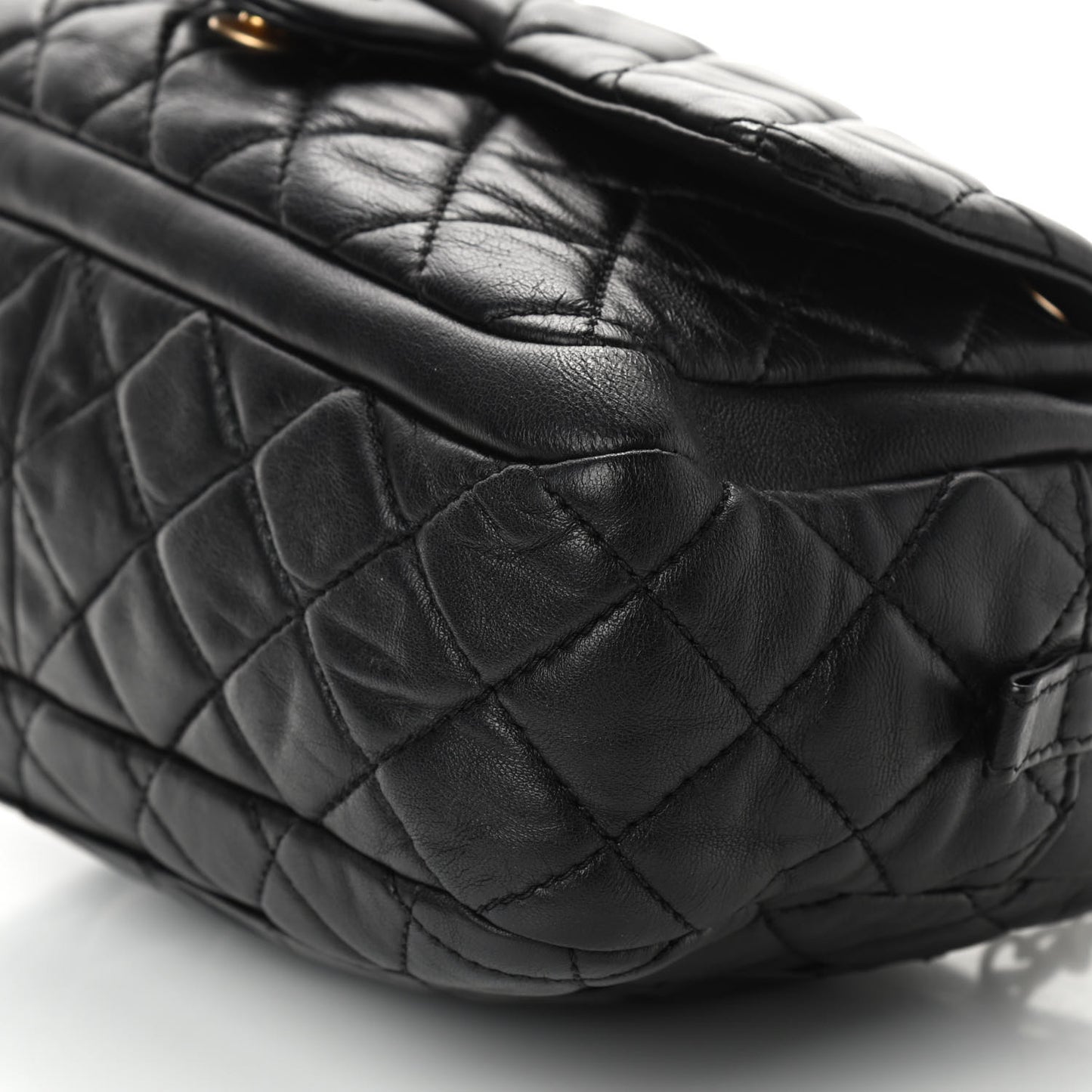 Lambskin Quilted Travel Flap Tote Black