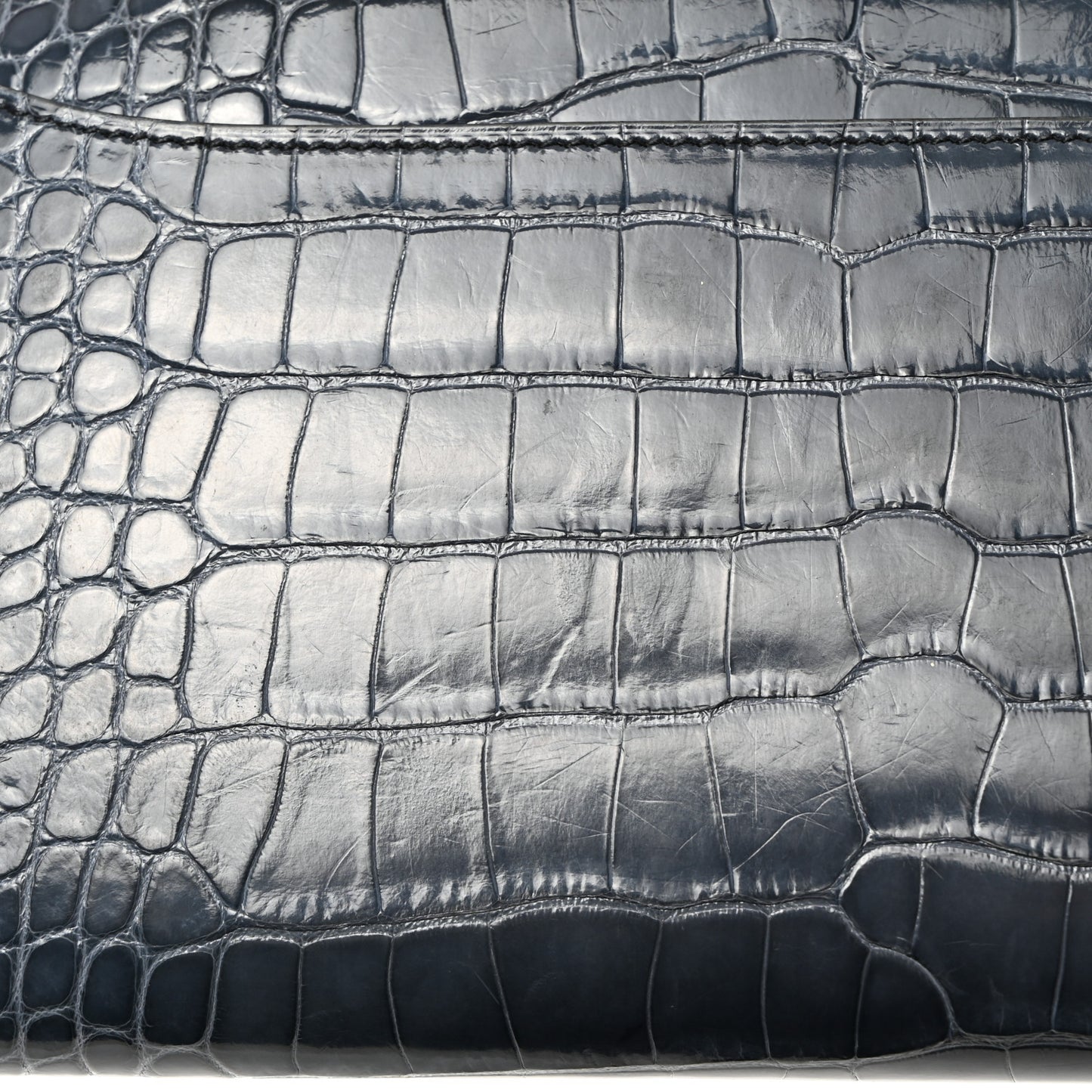 Shiny Alligator Constance Long Wallet Blue Jean